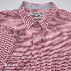 Nick Graham Everywhere Men's XL Red White Geometric Stretch Modern Fit Shirt